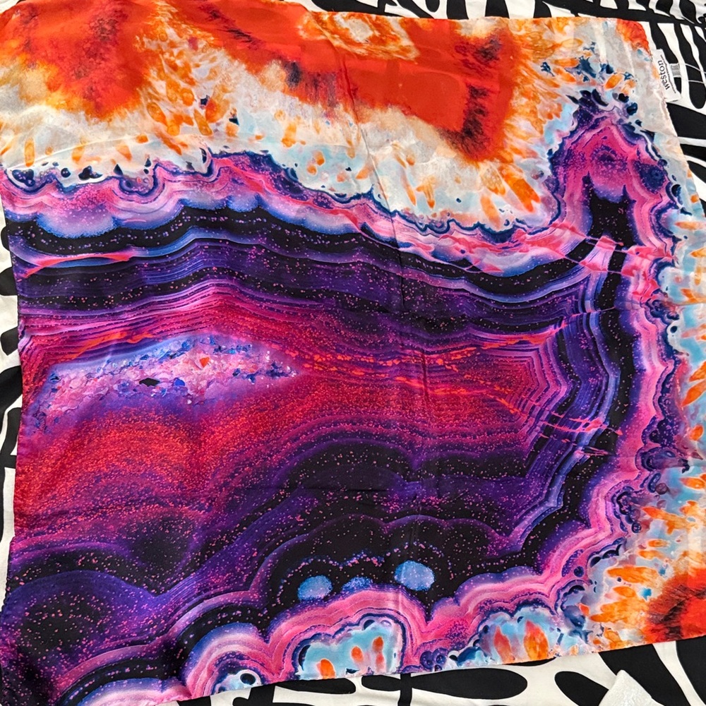 Vibrant Multicolor Abstract Silk Scarf